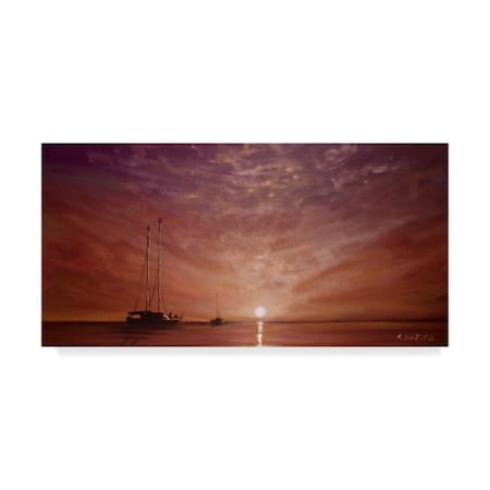 Cherie Roe Dirksen 'Purple Sunset Boating' Canvas Art,10x19